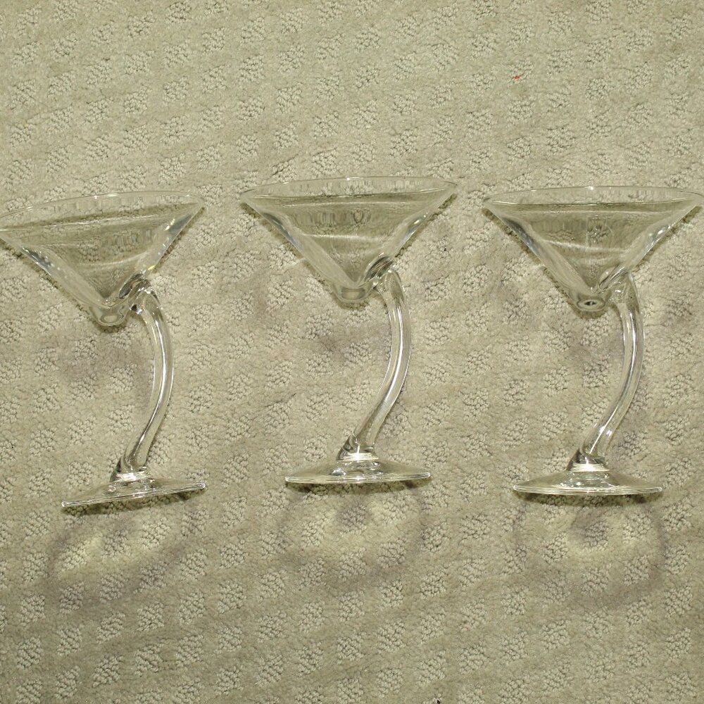 Set of 3 FUN & UNIQUE Off-set Martini Glasses